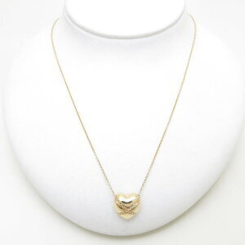 Tiffany Chain Cross Heart Necklace Yellow Gold Pendant